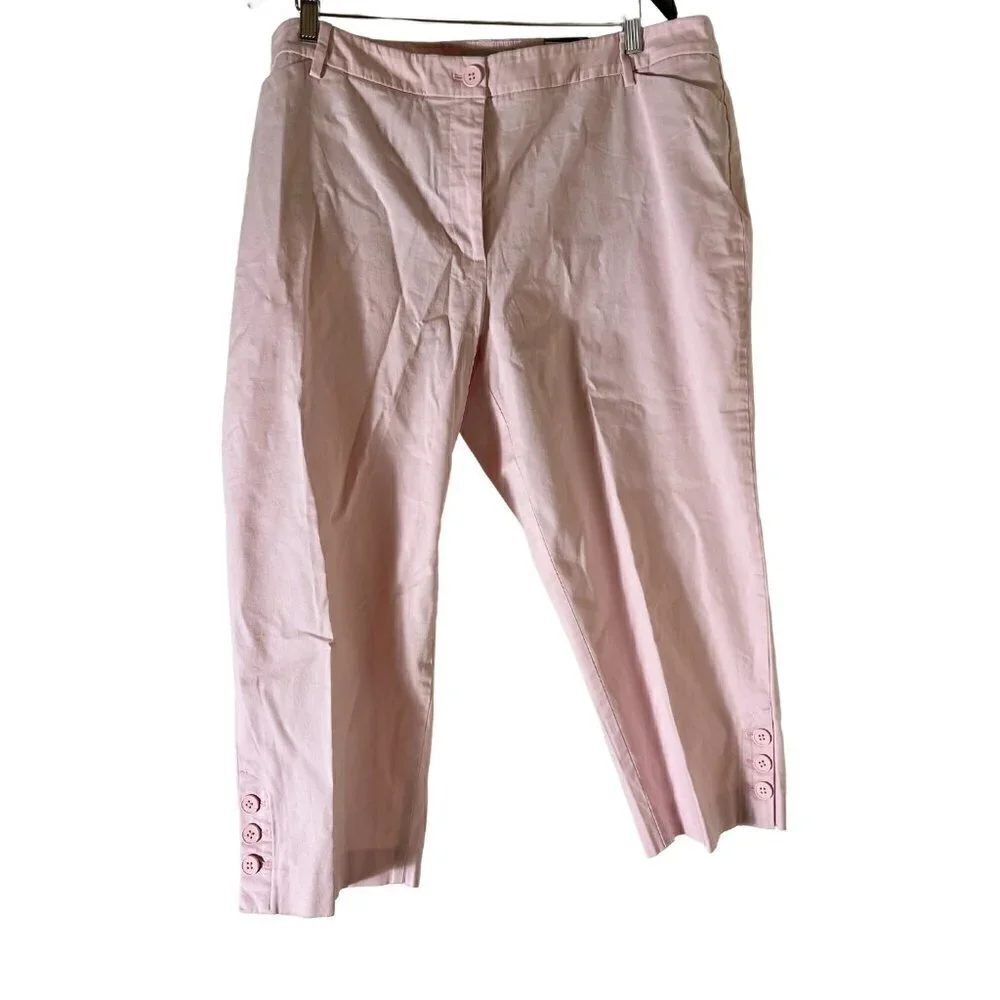 Talbots Women's Skimmer Capri Pants, Pink, 18W